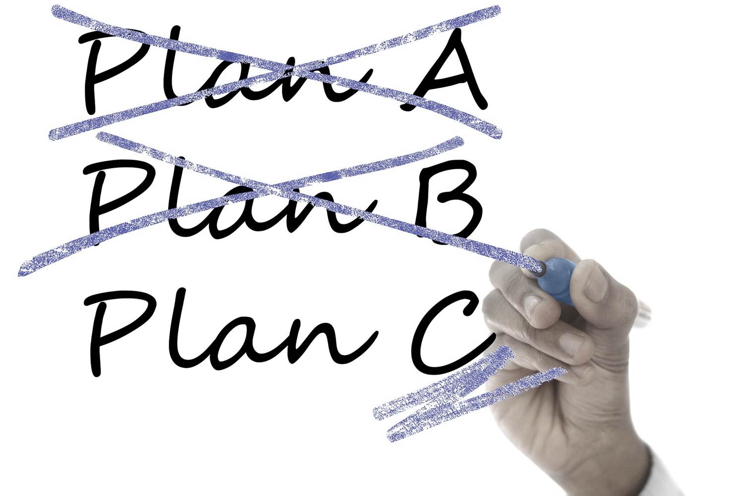 Plan C with plans A and B crossed out