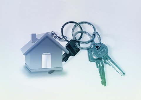 Set of keys with a house keyring