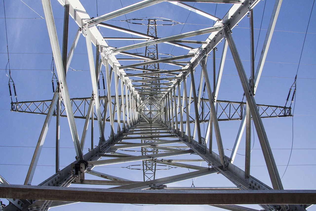 View from below of a pylon