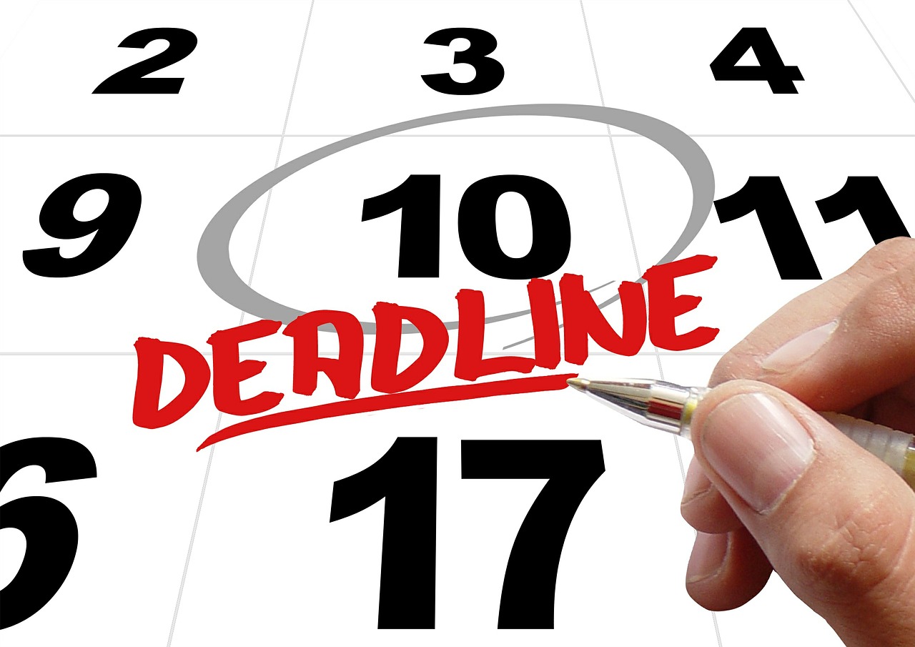 Calendar with 'deadline' written in red