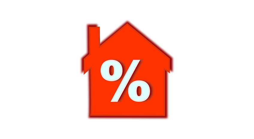Red house with % inside