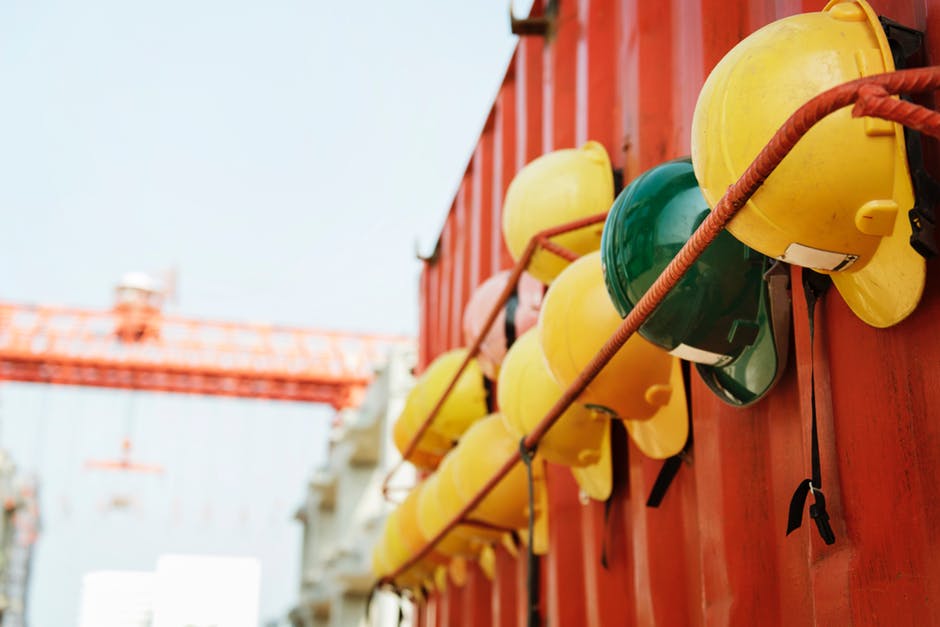 Hard hats hung up