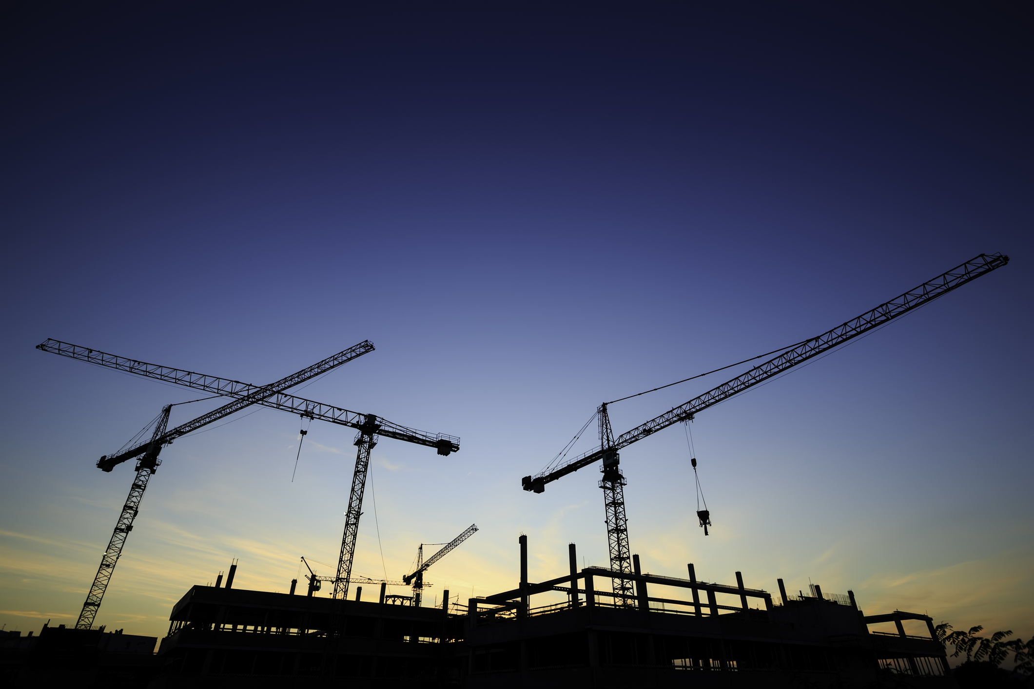 Construction site at sunset