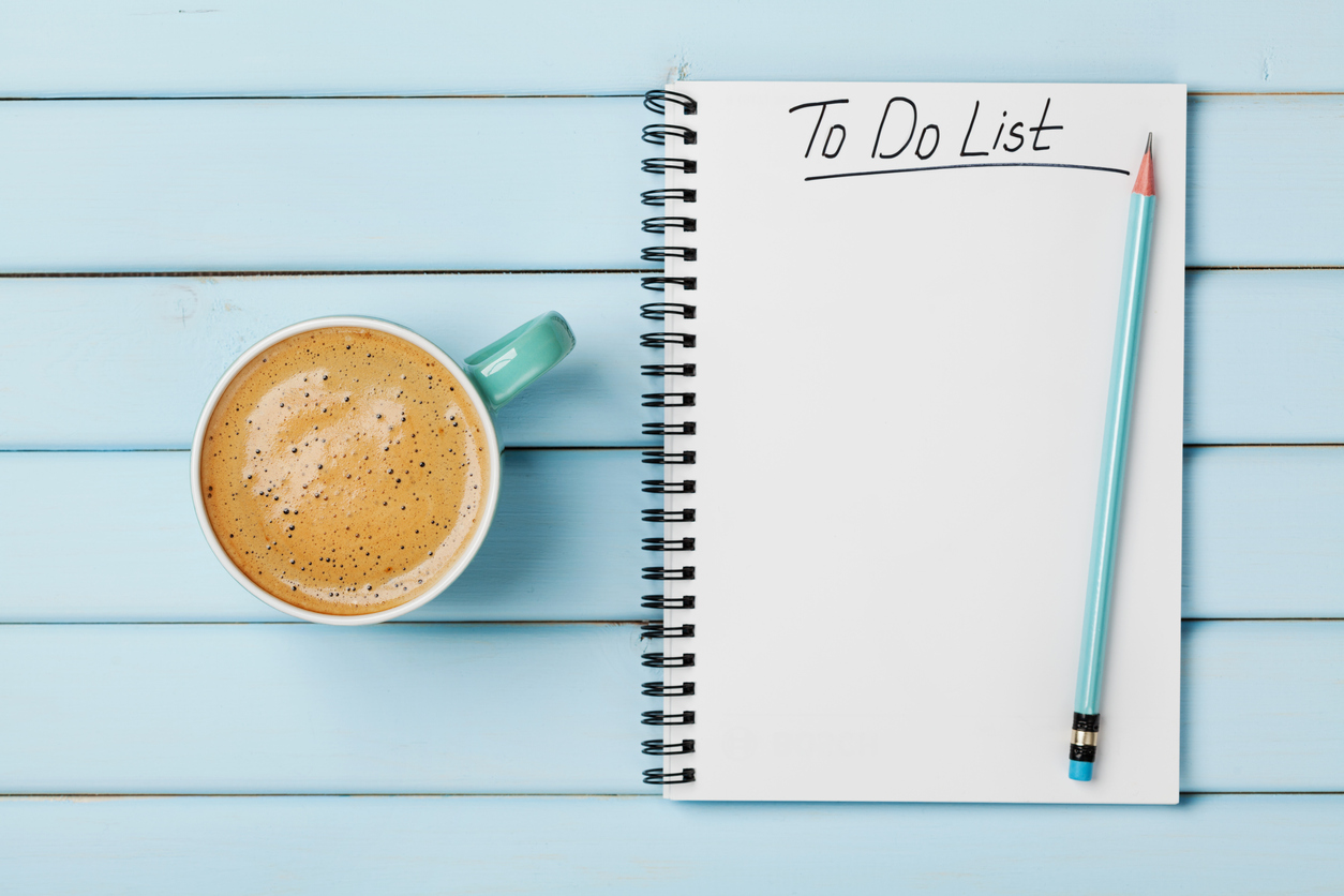 To do list with a cup of coffee