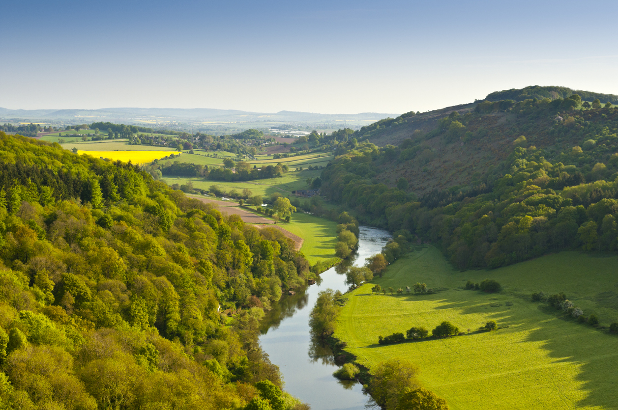 View of hills and river