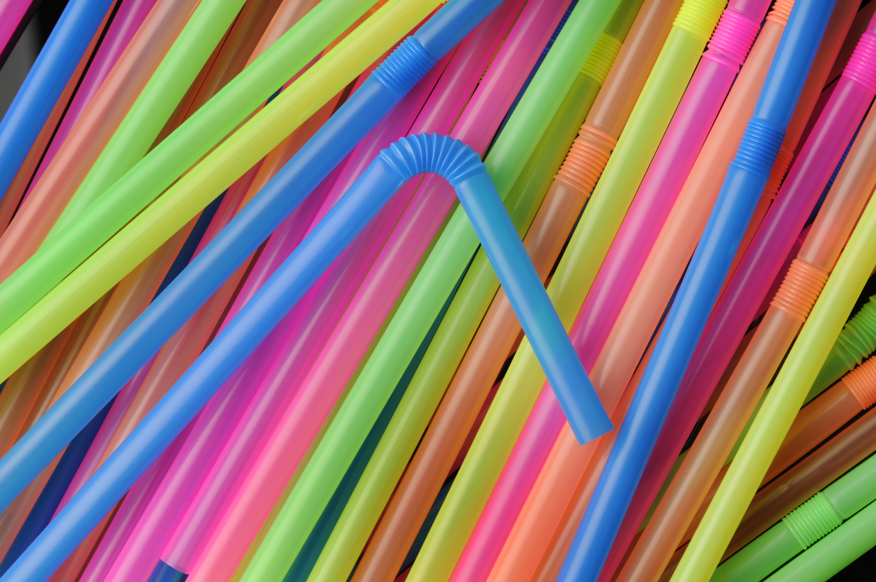 Colourful plastic straws