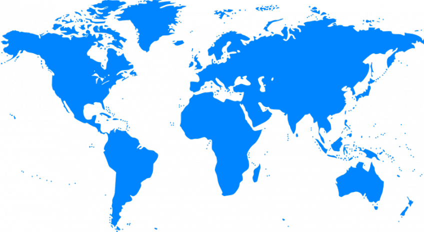 Blue outline of world map