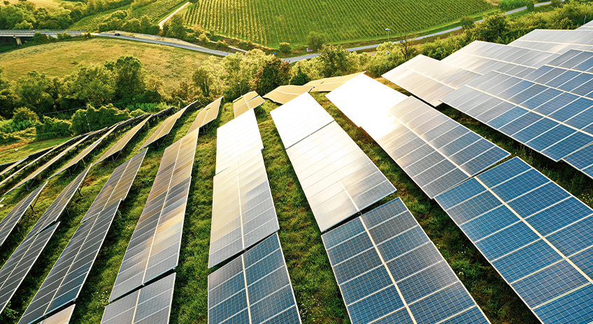 Solar panels on hillside