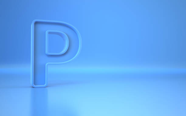 3D rendering of Letter P on an endless blue background