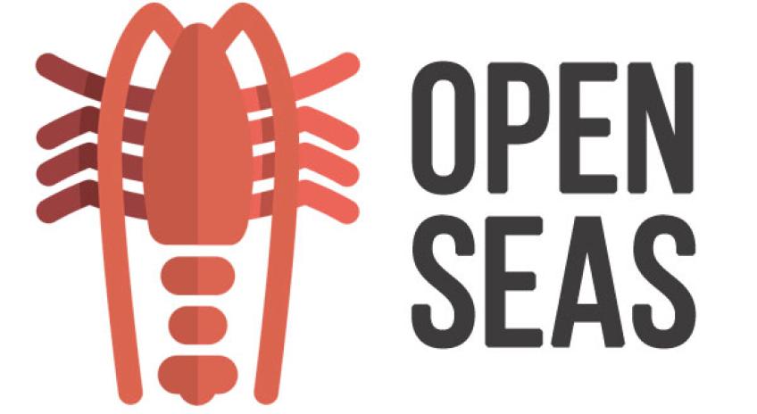 Open Seas logo with red lobster illustration